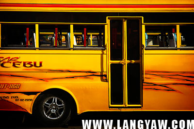 Detail of a minibus that is more like a hybrid between a bus and a colorful jeepney that is found only in Cebu.