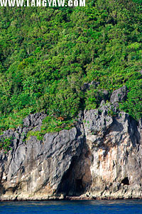 A crack in one of the cliffs may be another cave