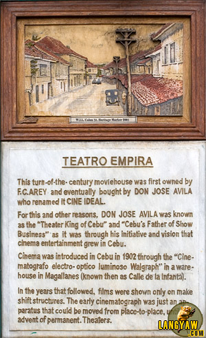 Heritage marker where Teatro Empira used to stand