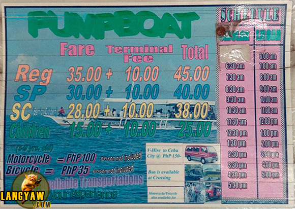 Santander - Sibulan pumpboat schedule