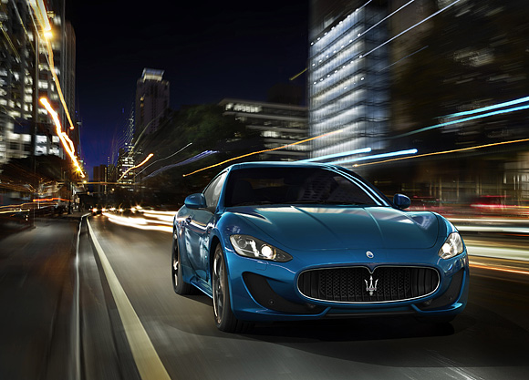 Get the chance to experience the adrenaline rush of driving a  blue Maserati Granturismo equipped  with 460 horsepower, 4.7 liter engine.