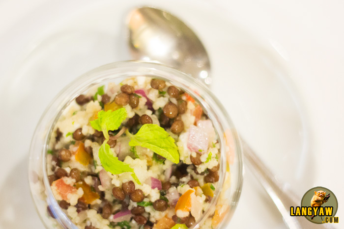 Lentil couscous salad with Malagos feta cheese