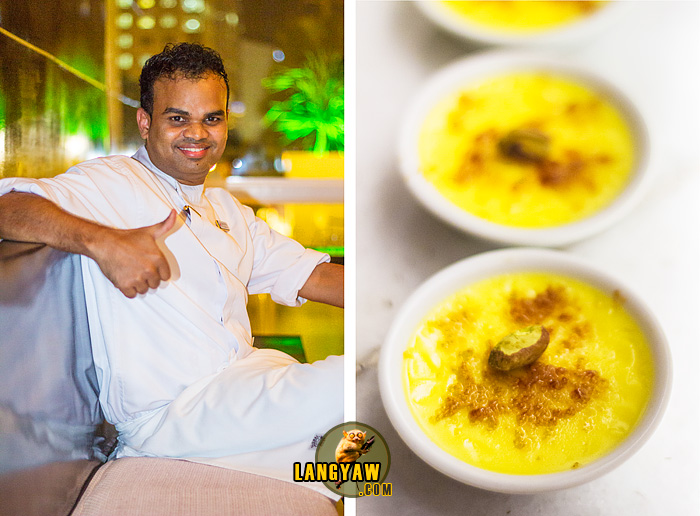 Pastry Chef Schihab Ahmed, left; classic creme brulee, right