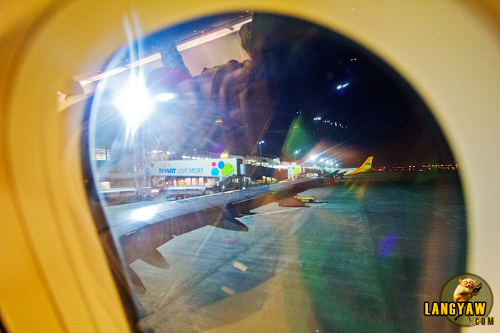 Looking out the plane's window, in one of my travels around