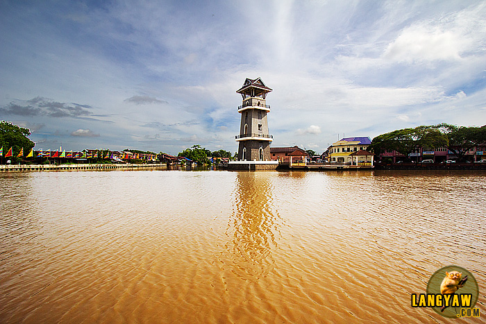 The scenic Dataran Tanjung Chali with its imposing tower as seen from the park across the river