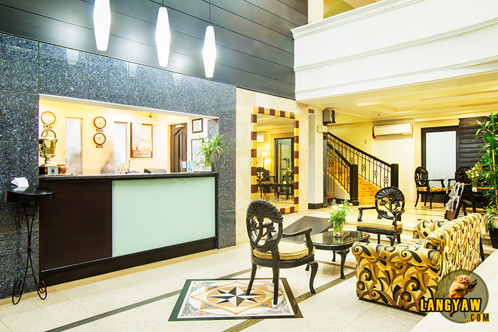 Hotel lobby and front desk 