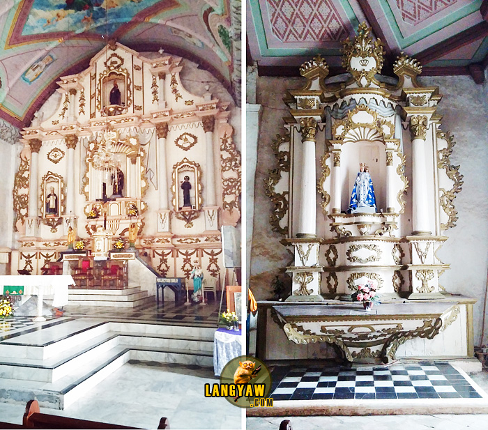 Left, retablo mayor; right, epistle side, side altar