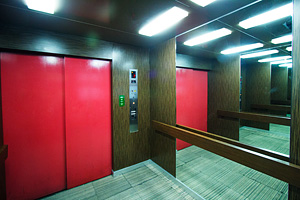 The very spacious elevator