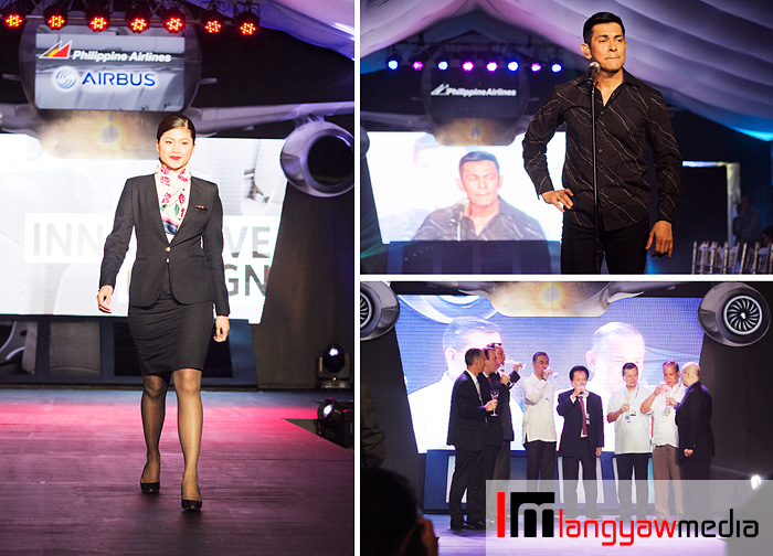 A fabulous launch night, clockwise from top right: Gary V entertaining the crowd, PAL big guns toasting the event and a flight attendant walks the ramp
