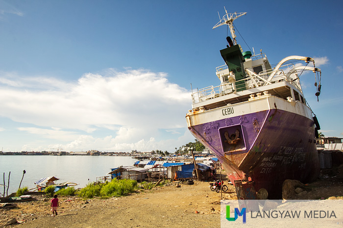 From sea to land a ship in Anibong District 