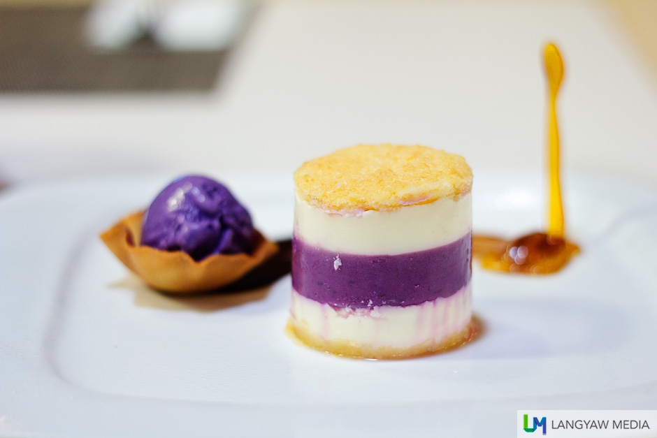 Ube kinampay with a scoop of ube ice cream