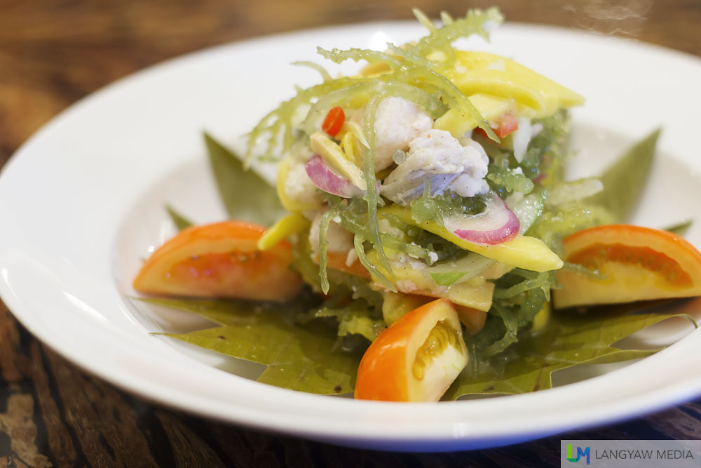 Region 7: a ceviche of tanguigue (spanish mackerel) , green mango, cucumber, shallots and guso seaweed dressed in native pinakurat vinegar. Fresh and wonderful dish and with the addition of the guso seaweed, a delightful play of textures.