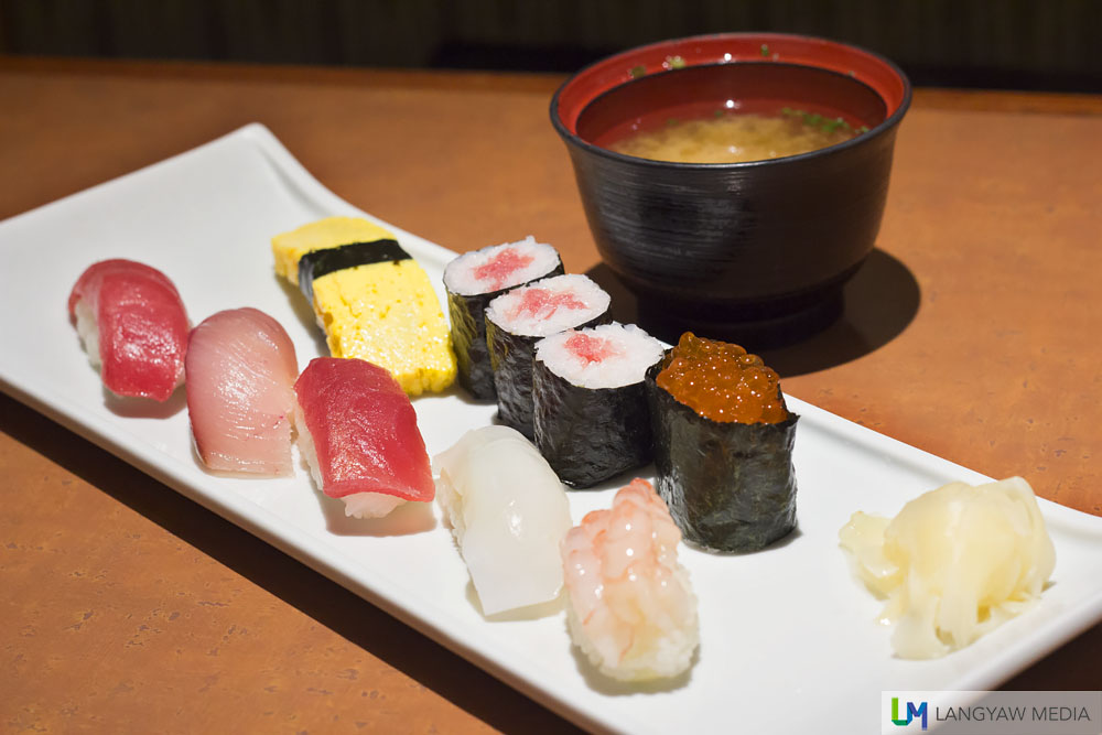 A delightful and authentic sushi set from one of the small sushi bars in Shibuya. Curiously, wasabe is not included, as practiced in the Philippines.