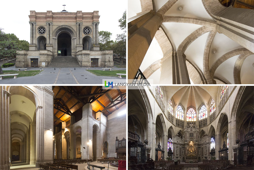 exterior and interior of the Eglise de St. Aubin built in 1847