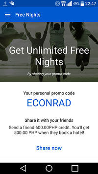 Sign up with my ECONRAD code and get credits that you can use in your bookings for discounts!