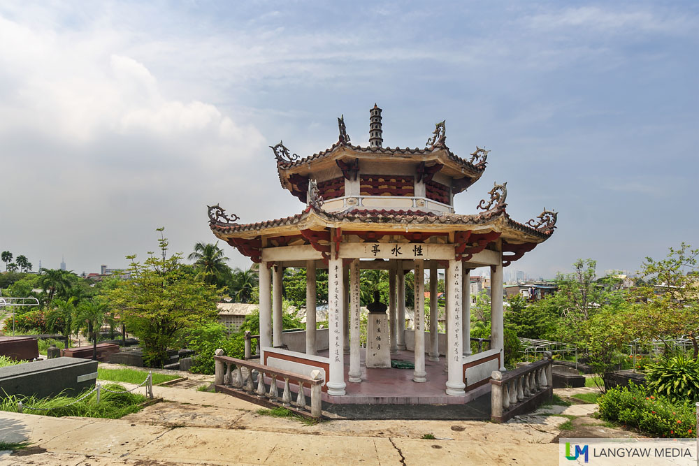 An ornate mausoleum of a departed Filipino from the Chinese community